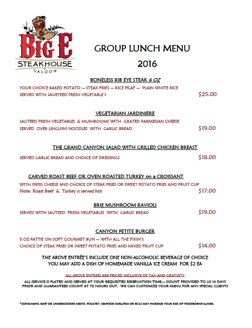 Group Lunch Menu